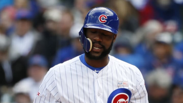 Cubs' Heyward leaves with apparent hip injury after catch