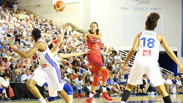 Charles, Moore lead U.S. women's basketball in exhibition win vs. France