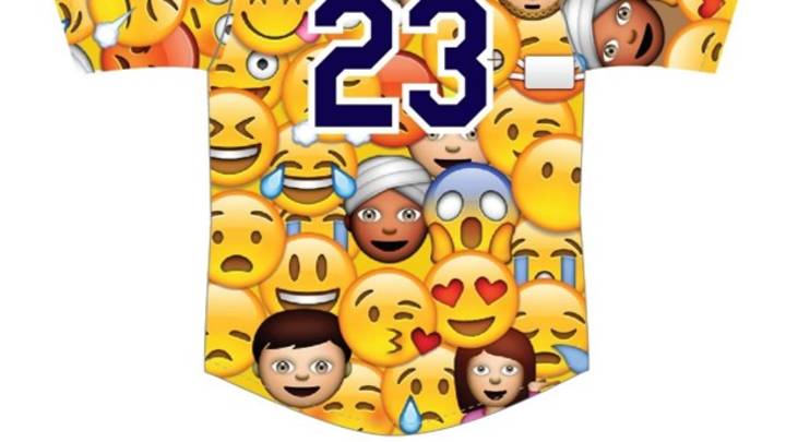 A baseball team is going to wear a jersey covered completely in emojis A baseball team is going to wear a jersey covered completely in emojis