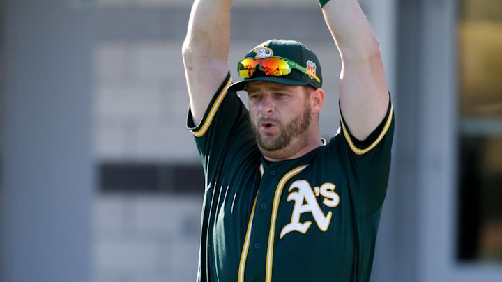 A's catcher Stephen Vogt progressing from elbow surgery