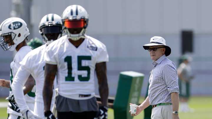 Jets' Marshall punts ball over bleachers in frustration Jets' Marshall punts ball over bleachers in frustration