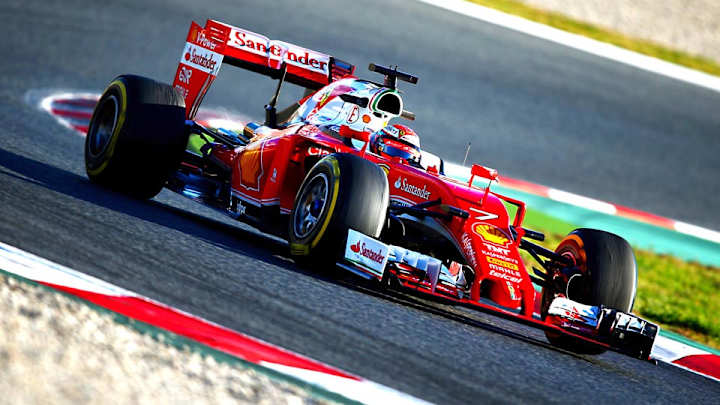 Ferrari driver Kimi Raikkonen tries out halo in F1 testing