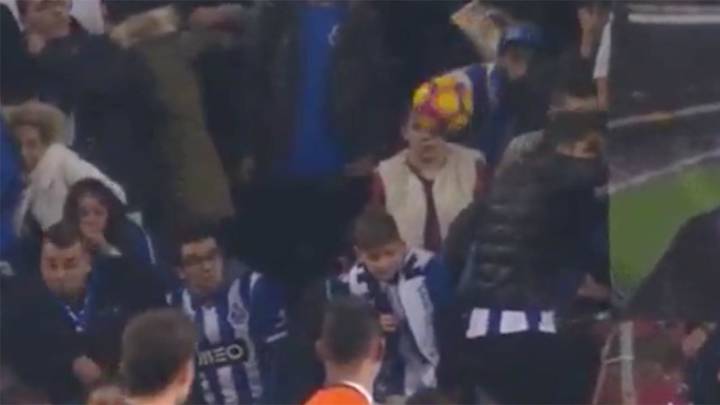 Unsuspecting fan gets hit right in the face by a soccer ball