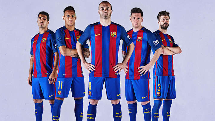 Barcelona reverts to vertical blue, red stripes on new jersey