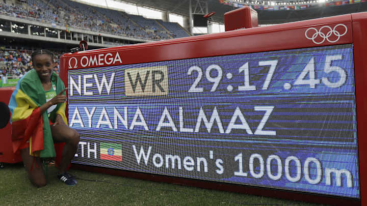 Almaz Ayana of Ethiopia sets 10,000 record Almaz Ayana of Ethiopia sets 10,000 record
