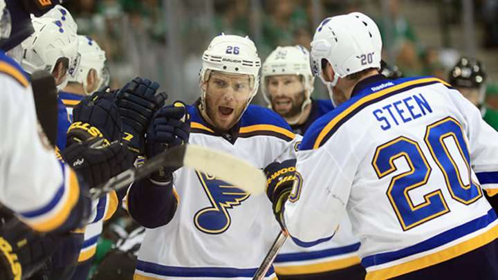 Watch: Blues’ Stastny scores from goal line vs. Stars