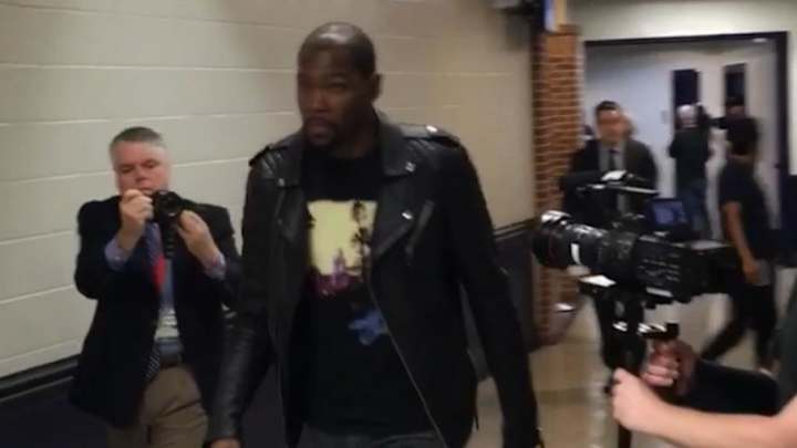 Kevin Durant rocks Eagles ‘Hotel California’ shirt before Game 3