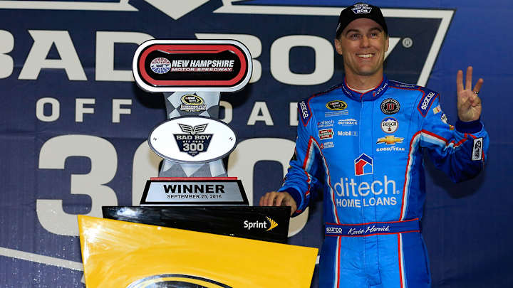 Harvick wins at New Hampshire to advance to 2nd round