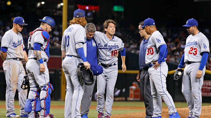 Dodgers beat Arizona 7-4 despite Maeda's injury