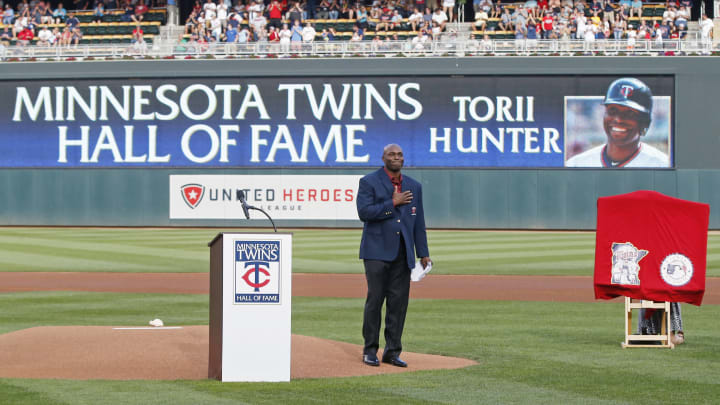 Torii Hunter addresses police shooting in Twins HOF speech