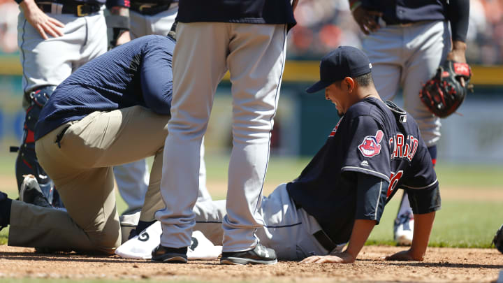 Indians RHP Carrasco leaves start vs Tigers with leg injury Indians RHP Carrasco leaves start vs Tigers with leg injury