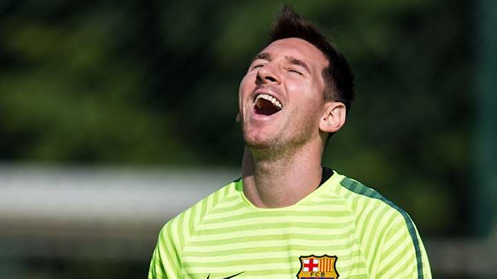 Watch: Lionel Messi effortlessly scores from behind end line in training Watch: Lionel Messi effortlessly scores from behind end line in training