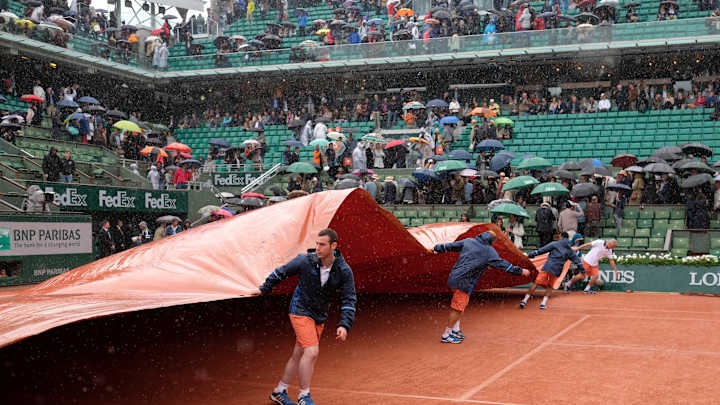 The Latest: Play delayed by rain at French Open