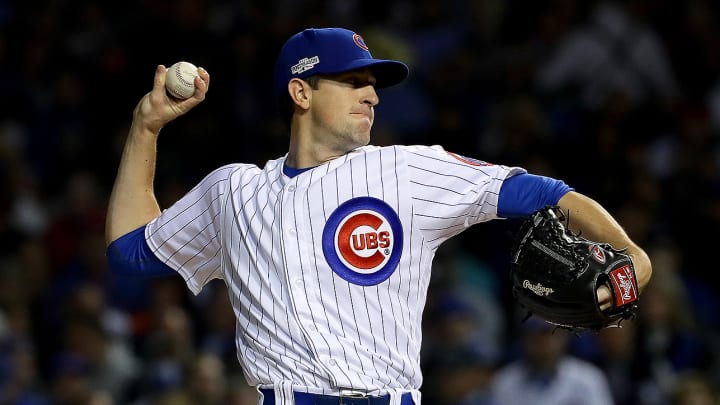 Cubs’ Kyle Hendricks leaves NLDS Game 2 after taking liner off right arm