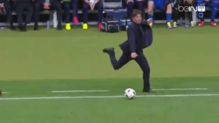 Watch: Italy manager Antonio Conte angrily boots daylights out of ball