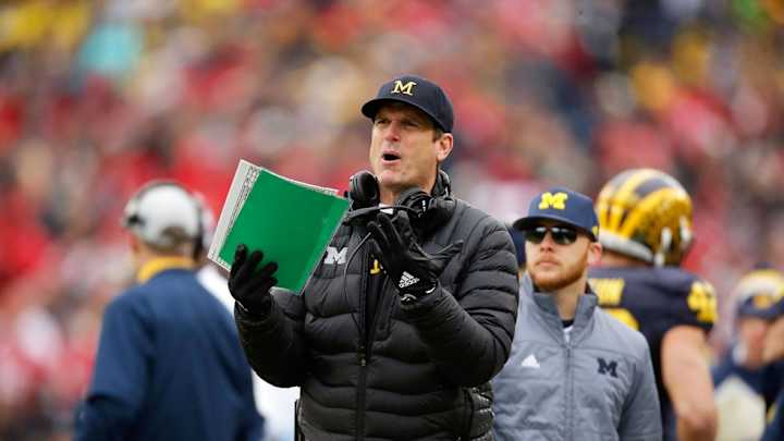 Michigan coach Jim Harbaugh rips recent satellite camp vote: 'I suggest we drop the term student-athlete'