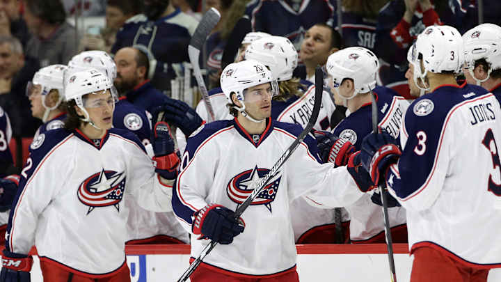 Saad's 1st career hat trick helps Columbus beat Carolina 5-1