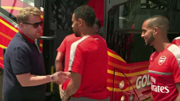 Watch: James Corden is the new Arsenal manager Watch: James Corden is the new Arsenal manager