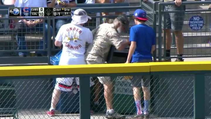 To commemorate the Cubs being trash on Sunday, Addison Russell homered into a garbage can
