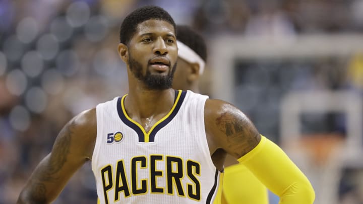 Paul George ejected for kicking ball into stands, hitting fan in face Paul George ejected for kicking ball into stands, hitting fan in face