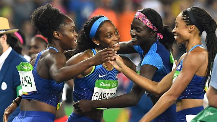 United States women win gold in 4x100-meter relay
