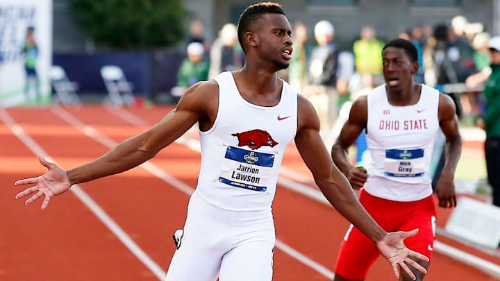 Arkansas's Jarrion Lawson matches Jesse Owens's NCAA title triple Arkansas's Jarrion Lawson matches Jesse Owens's NCAA title triple
