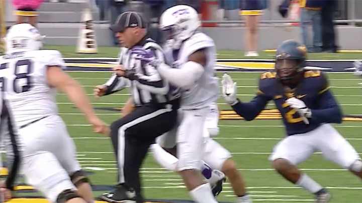 Watch: Ref inadvertently tackles TCU running back in West Virginia game