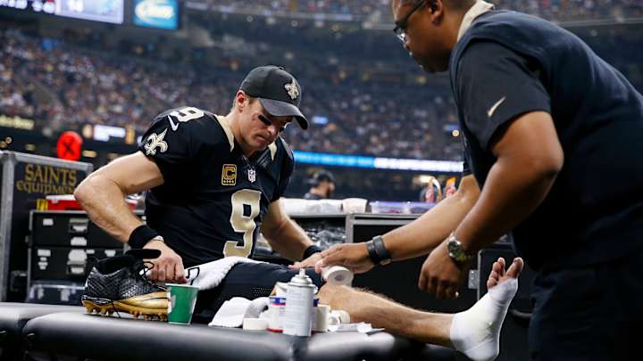 Brees laughs off questions about his future with Saints