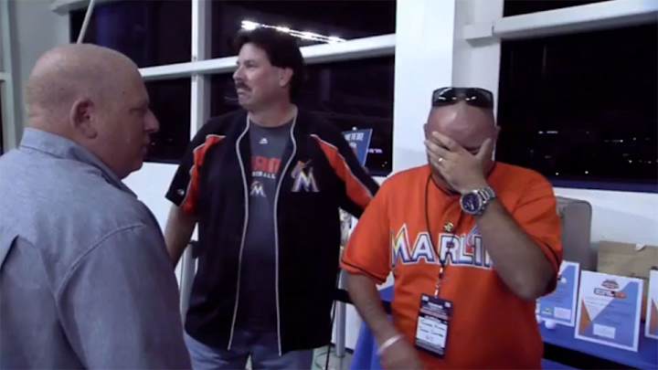 Janitor overwhelmed after his Giancarlo Stanton art sells for $25K