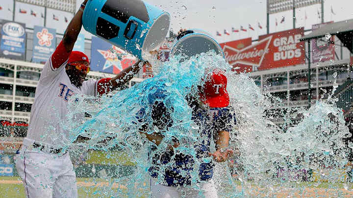 Ballplayers Doused with Coolers