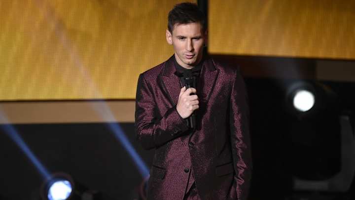 Lionel Messi wearing a very aggresive suit to Ballon d'Or Gala Lionel Messi wearing a very aggresive suit to Ballon d'Or Gala
