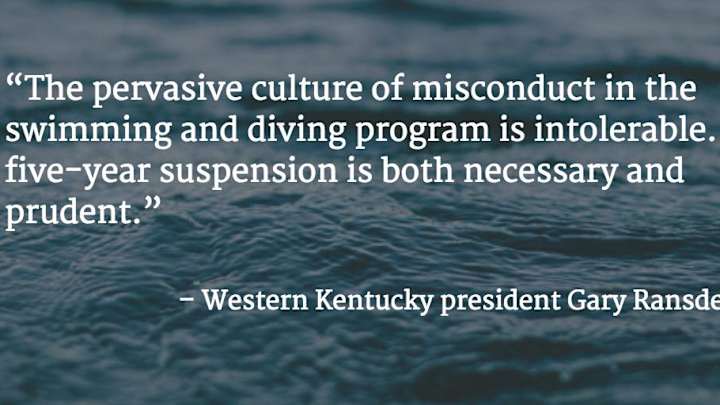Western Kentucky suspends swim team for 5 years after alleged hazing