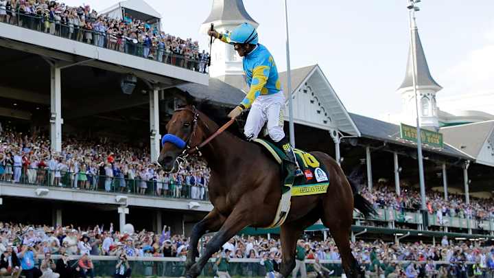 American Pharoah works out in morning showers at Churchill American Pharoah works out in morning showers at Churchill