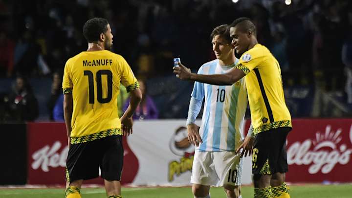 Watch: Jamaican forward snaps selfie with Lionel Messi after game