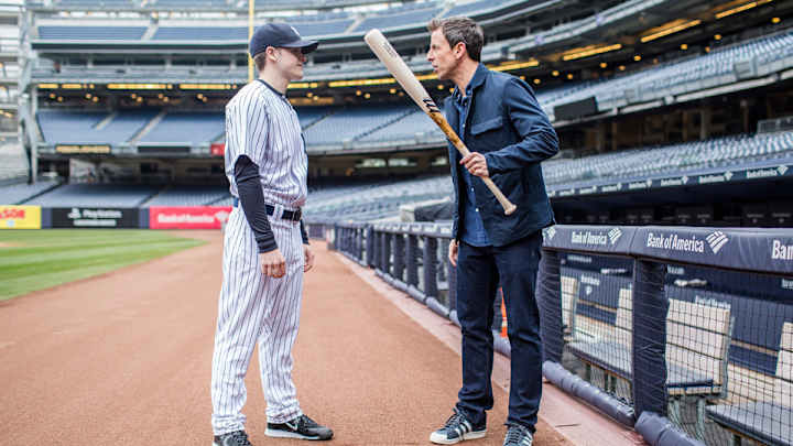 Watch: Seth Meyers visits Yankee Stadium for Late Night segment