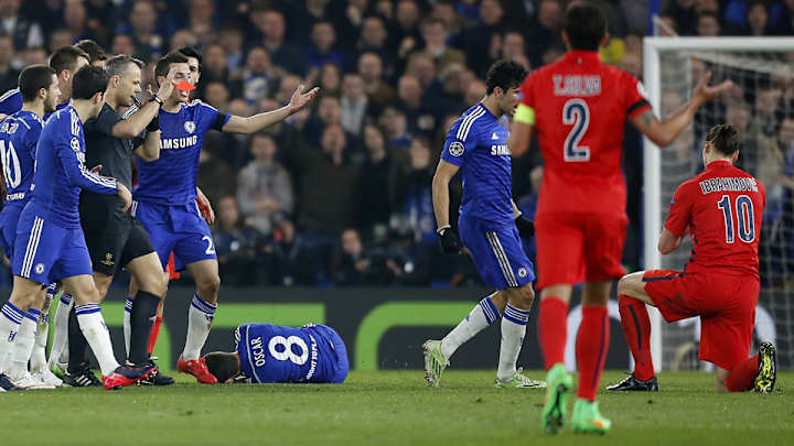 Ibrahimovic banned one Champions League game for red card vs. Chelsea