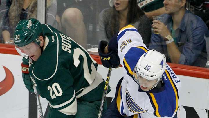 With pair of goals by Charlie Coyle, Wild top Blues 3-2