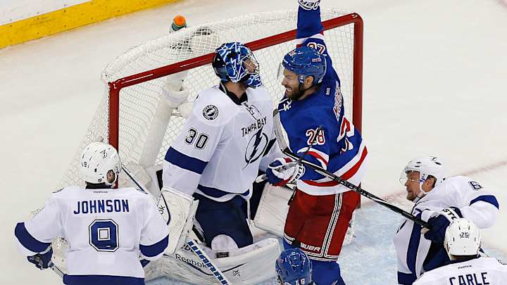 Rangers top defensemen face Tampa Bay's kid line