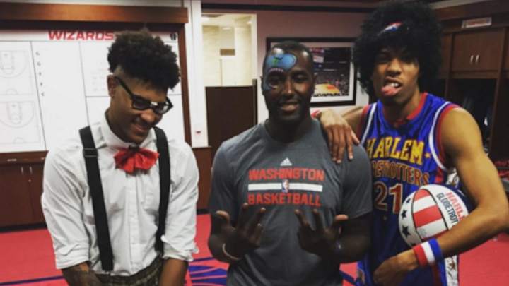 Otto Porter dressed as a Globetrotter for Wizards Halloween party