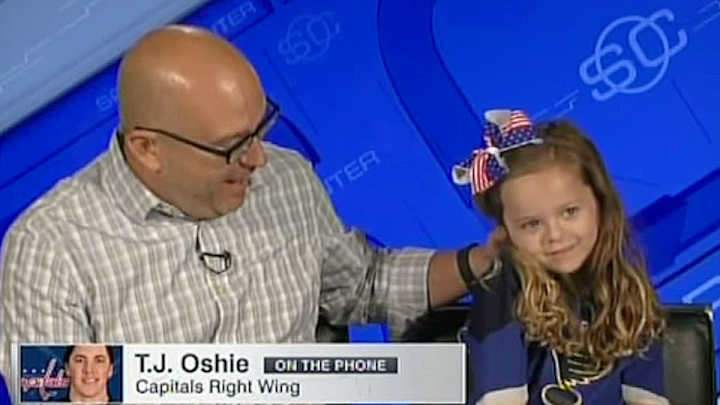 Magic moment as T.J. Oshie surprises heartbroken 5-year-old fan