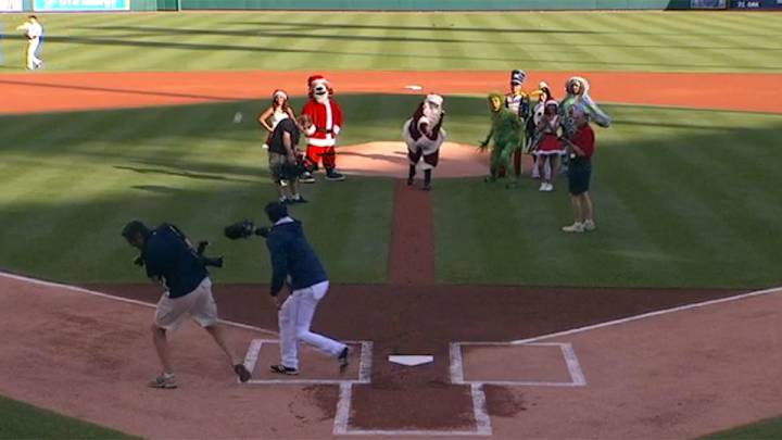 Watch: Santa Claus throws terrible first pitch at Tigers game