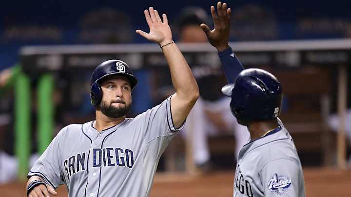 Yonder Alonso settles beef with Justin Upton, wears catcher’s gear in dugout