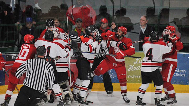 Minnesota high school hockey playoff game ends in brawl