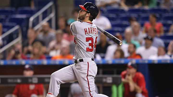 Watch: Bryce Harper hits two upper-deck home runs vs. Marlins