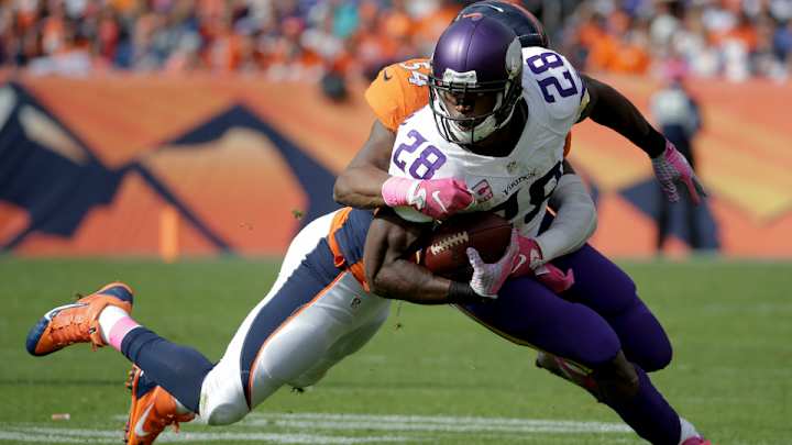 Watch: Adrian Peterson scores 48-yard TD on fourth down vs. Broncos Watch: Adrian Peterson scores 48-yard TD on fourth down vs. Broncos