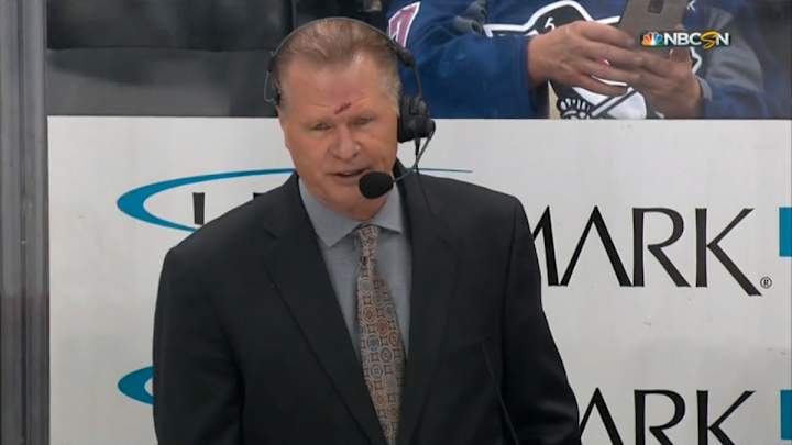 NBCSN broadcaster Brian Engblom got stitches after being hit by puck NBCSN broadcaster Brian Engblom got stitches after being hit by puck