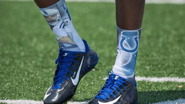 Colts WR T.Y. Hilton wears Andrew Luck socks to training camp Colts WR T.Y. Hilton wears Andrew Luck socks to training camp