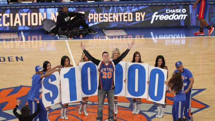 Watch: Knicks fan hits half-court shot, wins $10,000