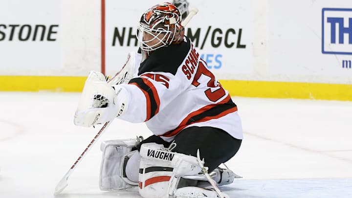 Devils goalie Cory Schneider leaves games against Ducks with injury