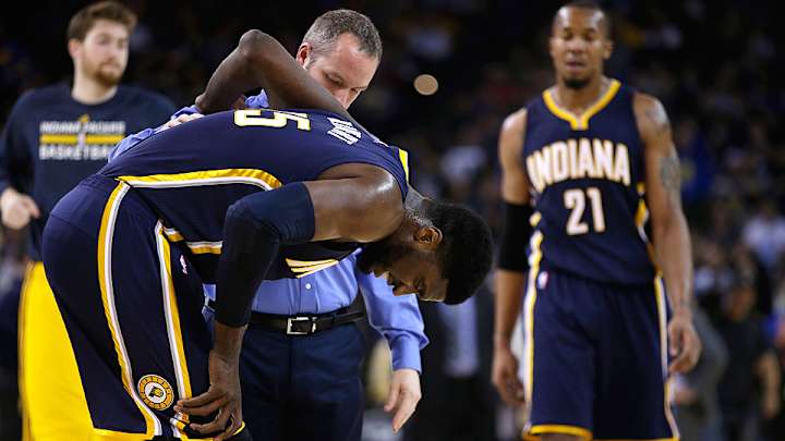 Pacers center Roy Hibbert out after spraining ankle against Warriors Pacers center Roy Hibbert out after spraining ankle against Warriors
